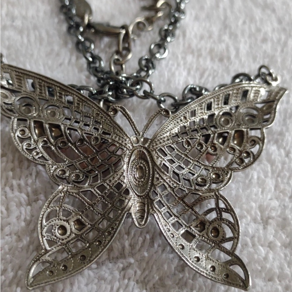 Sabika Silver Butterfly Necklace with Multicolor Accents - Picture 4 of 6